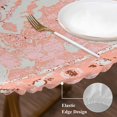 thumbnail image 3 of Pink Boho Round Tablecloth, Fitted Table Cover with Elastic for 55"-60" Round Tables, Vintage Abstract Tribal Decorative Oriental Table Cloth Outdoor Indoor Dinning Party Waterproof Tablecloths, 3 of 7