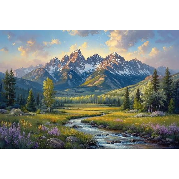 Wooden Jigsaw Puzzles 1000 Pieces -Spring Mountain Majesty - Modern Home Decor Intellectual Wall Art Unique Gift| Challenging and Fun Activity