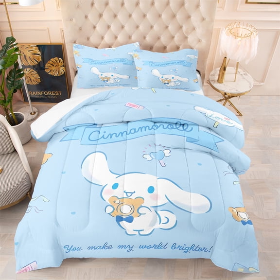 Blue Cinnamoroll All Season Comfy Comforter Sets Full Size 3-Piece Bedding Set NEW