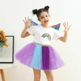 thumbnail image 2 of Utlike Girls Skirts Kids Rainbow Colourful Layered Puffy Tutu Tulle Skirt With Wing Outfits For Holiday Party Fashion Trends Mini Skirt For Girl Size 9 Years-11 Years, 2 of 4