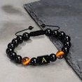 thumbnail image 5 of HOOUN Letter Bracelet 10 mm Natural Black Onyx Bracelet Tiger Eye Bracelet Men Women-J, 5 of 6