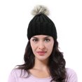 thumbnail image 2 of Knit Beanie Hat for Women,  Faux Fuzzy Pom Pom Winter Ski Skullies Cap, 2 of 4