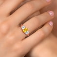 thumbnail image 4 of Gem Stone King 18K Rose Gold Plated Silver Golden Yellow Zirconia and White Zirconia Filigree Style 3 Stone Ring for Women (2.07 Cttw, Oval 8X6MM and 6X4MM) (Size 8), 4 of 6
