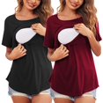 thumbnail image 1 of Vêtements de Grossesse Offres de l'Action de Grâce Liquidation Été Vêtements de Maternité pour Femmes Col Rond Manches Courtes Volants Pli Hauts de Grossesse, 1 of 5