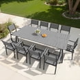 thumbnail image 7 of Crestlive Products 95" Patio Outdoor Dining Table for 8-10, Sturdy Aluminum Frame Wood-Grain Top with Umbrella Hole, Grey, 7 of 7