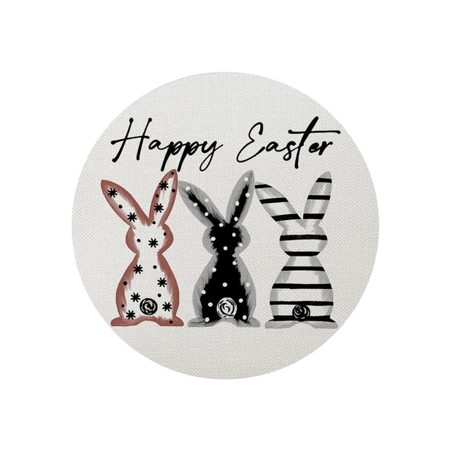 Décorations de Pâques pour la Maison Napperons Ronds en Lin Motifs de Lapin de Pâques et d'Oeufs de Pâques 36 Cm/14,17 Po Polyester pour Tables à Manger Rondes