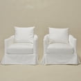 thumbnail image 4 of Pearl White Polyester Upholstered Swivel Barrel Armchair Set of 2 with Removable Washable Slipcover for Living Room, Bedroom, Feather Blend Cushion, Solid Wood Frame, Pillow Back Fully Assembled, 4 of 16