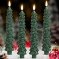 thumbnail image 7 of Shoreew 4 Pcs Christmas Tree Flameless Taper Candles Green LED Candlestick with 3D Flickering Flame for Xmas Home Decor, 7 of 7