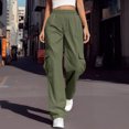 thumbnail image 2 of Htigea Womens Pants with Pockets Loose Fit Casual Pants Dressy Lightweight Ladies Baggy Cargo Pants for Hiking Army Green,2XL, 2 of 8