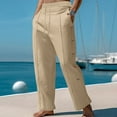 thumbnail image 2 of hotojiny Mens Casual Pants Fall Fashion Side Button Beach Comfy Pants Loose Fit Summer Vacation Slacks Trousers with Pockets, 2 of 7