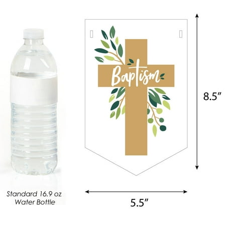 Big Dot of Happiness Baptism Elegant Cross - Religious Party Bunting Banner - Party Decorations - God Bless Your Baptism