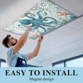 thumbnail image 6 of Coastal Octopus Fluorescent Light Covers, Teal Nautical Beach Starfish Vintage Magnetic Light Covers for Ceiling Lights, Fluorescent Ceiling Shade Filters for Classroom Bedroom Office 4x2Ft x 1PCS, 6 of 8