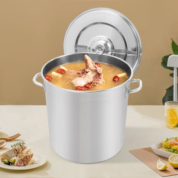 48L/50.7Qt Stainless Steel Stock Pot with Lid & Handle Large Capacity Soup Pot for Stewing, And Cooking Porridge, Cooking
