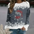 thumbnail image 2 of asdoklhq Clearance Plus Size Christmas Clothing,Women's Fashion Printed Loose T-Shirt Long Sleeves Blouse Round Neck Casual Tops, 2 of 4
