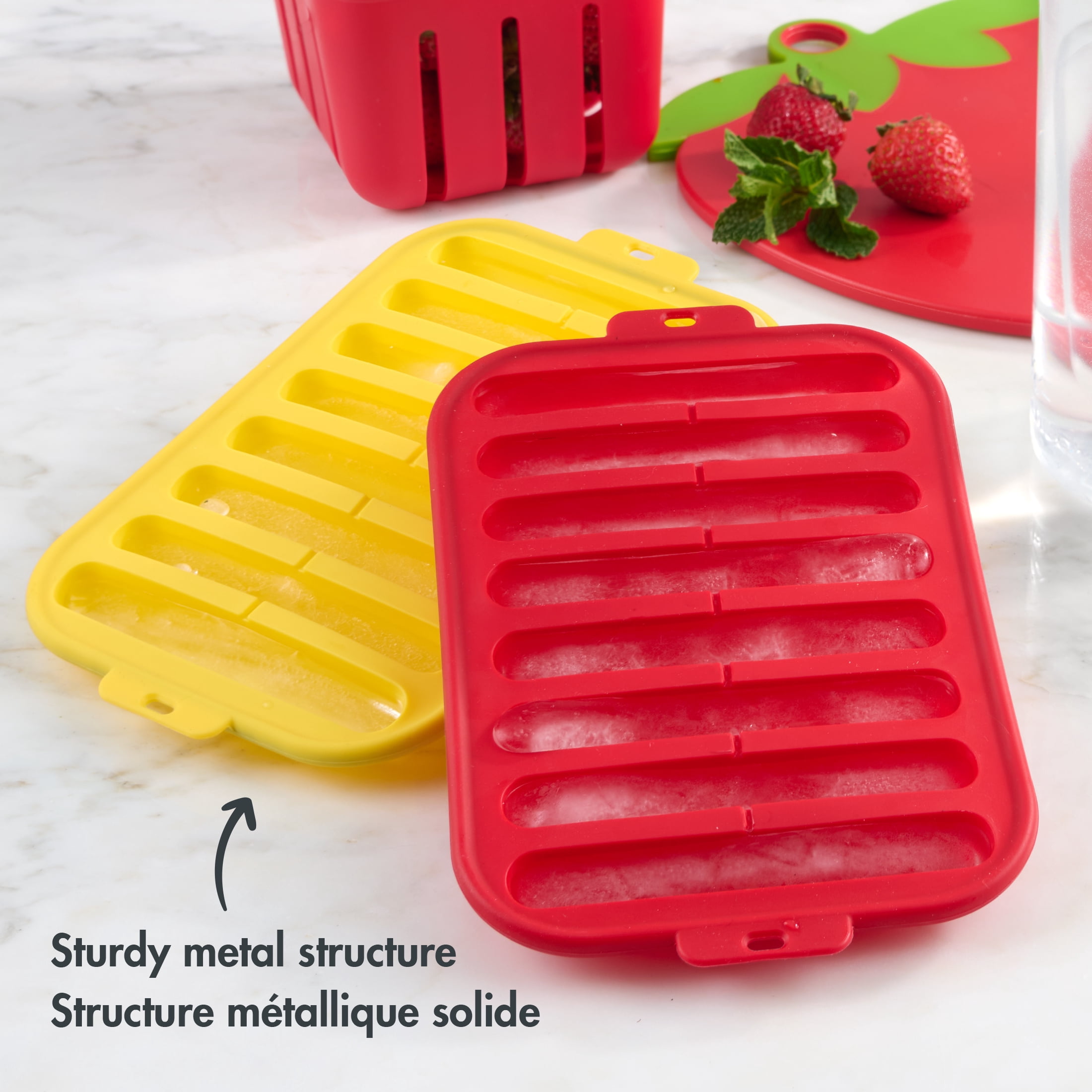 Mainstays Silicone Ice Cube Trays, Stick Shape For Water Bottles (8 Ice Cubes) Yellow