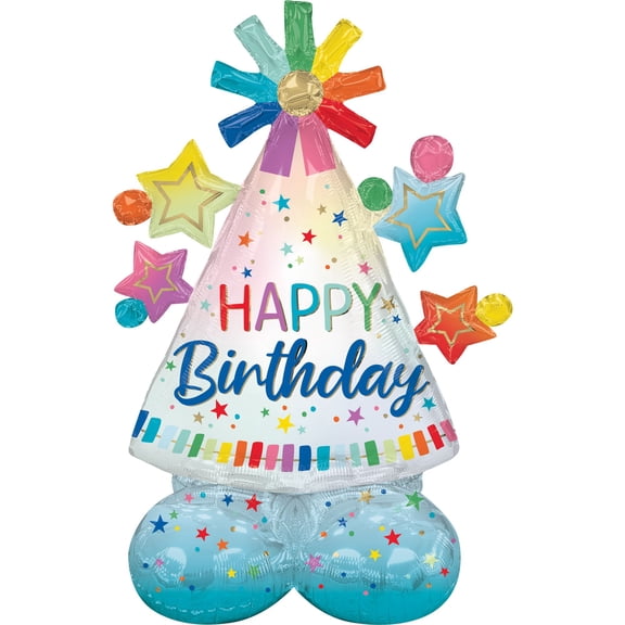 Amscan Airloonz Happy Birthday Party Hat Balloon, 1 Count