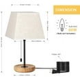 thumbnail image 2 of NEX Black Minimalist Bedside Lamps Pull Chain and Wood Base Set of 2, 2 of 7
