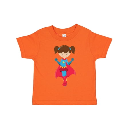 

Inktastic Superhero Girl Cute Girl Brown Hair Red Cape Gift Toddler Toddler Girl T-Shirt