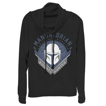 Junior's Star Wars: The Mandalorian Warrior Emblem  Cowl Neck Sweatshirt Black X Small