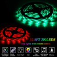thumbnail image 2 of Tira de luces LED de 10 m, 300 LED, RGB 5050, IP65, multicolor, decoración de neón recortable, 44 LED, control remoto, 12 V, 5 A, 2 of 5