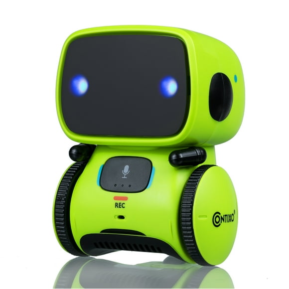 Contixo Enfants Robot Intelligent Jouet Mini Robot Parlant Chant Danse Commande Vocale Interactive Capteur Tactile Reconnaissance Vocale Bébé Enfant en Bas Âge Robotique - R1 Green