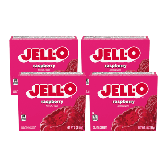 Jell-O Instant Gelatin Mix, Raspberry, 3 OZ (Pack - 4)