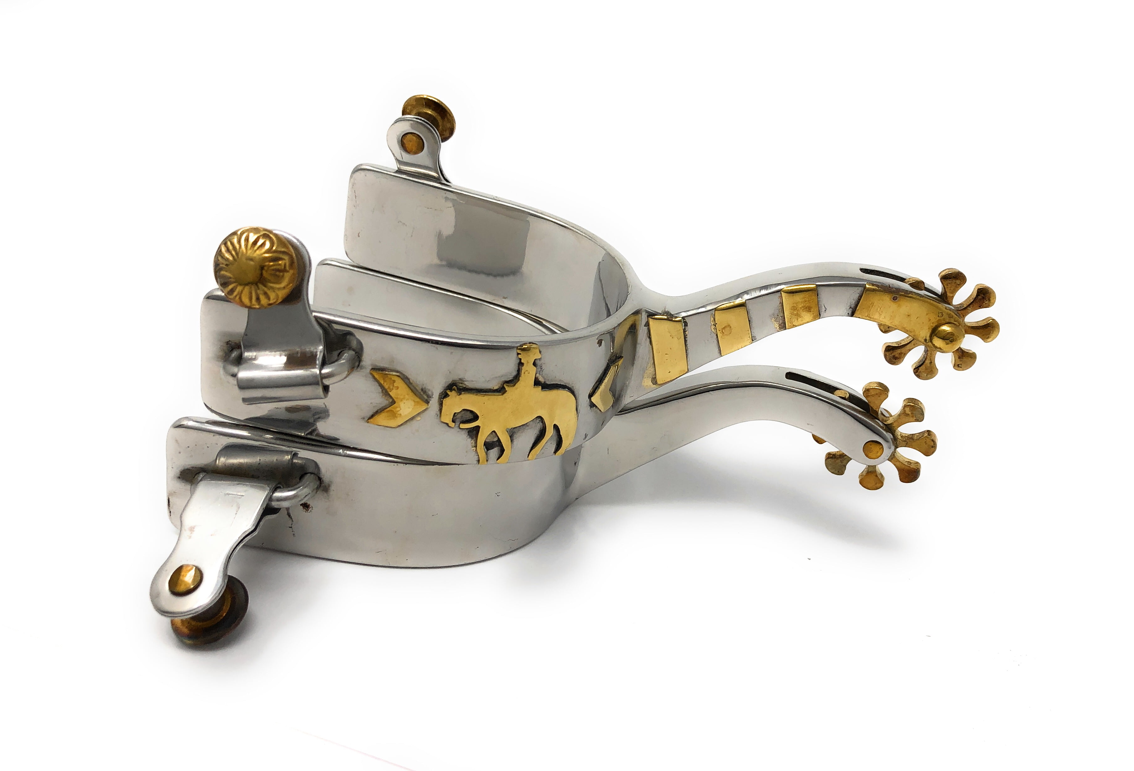 Western Show Spurs Pleasure Horse Riding Arrows Stainless Steel Brass