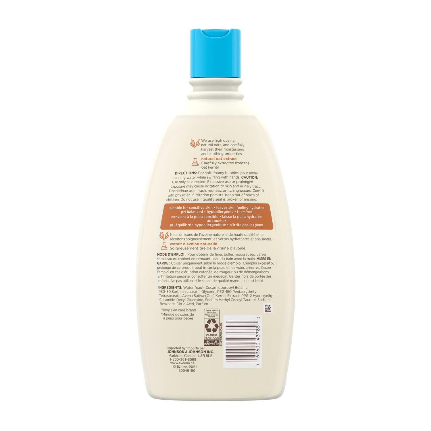 Bain moussant Aveeno - Soins de la peau pour bébés - Nettoyant pour peau sensible - Hypoellergénique - 568 ml 568 ML