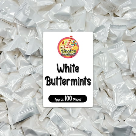 White Buttermints - 100 Count - Butter Mints Individually Wrapped - Wedding Mints - Perfect For Engagement Parties, Bridal Shower, Rehearsal Dinners, Reception, And More