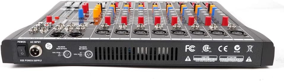 Miumaeov Professional 8 Channels USB Bluetooth Line Live Mixing Studio Audio Sound Mixer