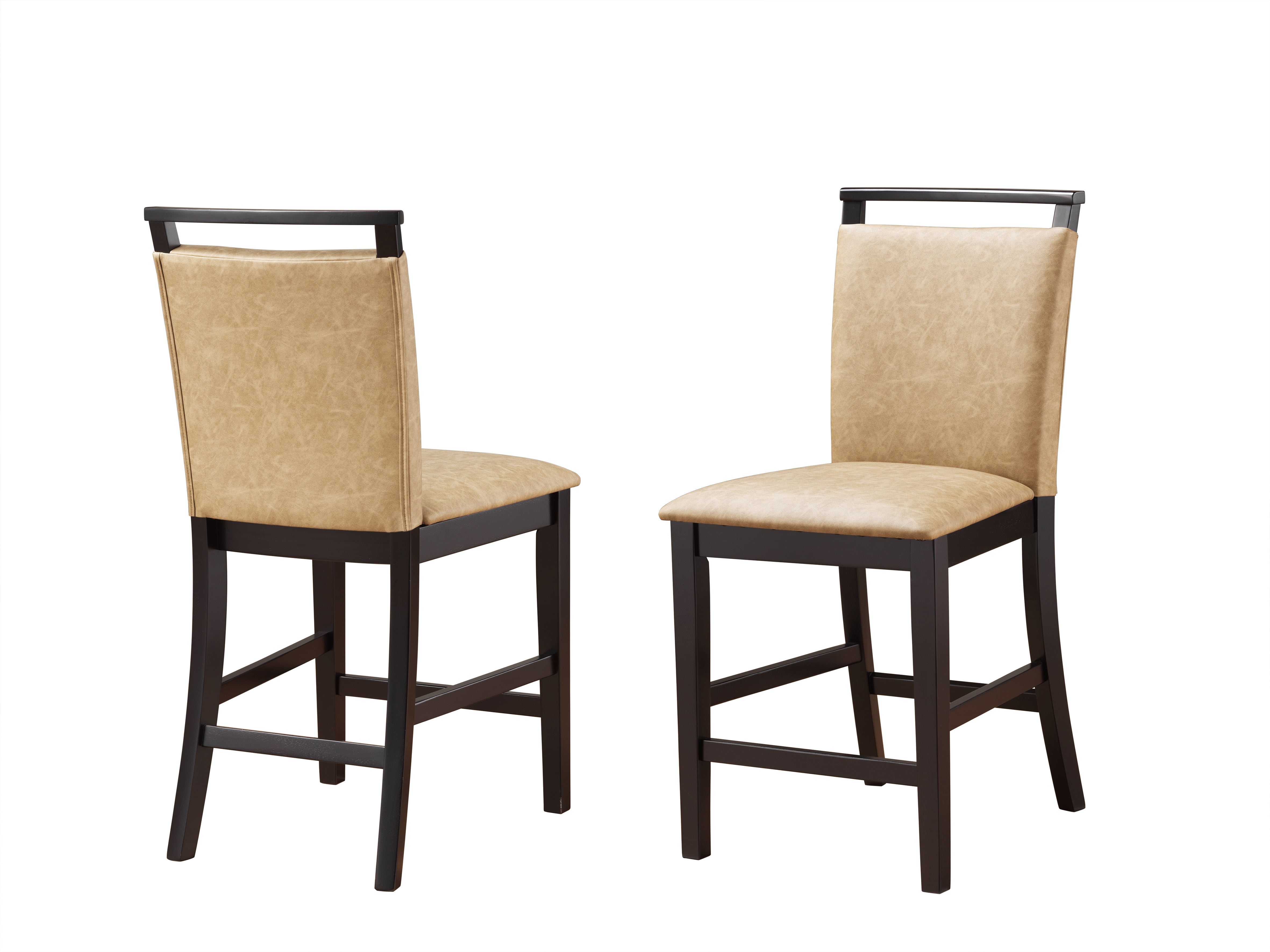 Canal 24"H Counter Height Bar Stools, Coffee Faux Leather & Cappuccino
