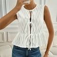 thumbnail image 2 of JSheng Ladies Front Tie Fashion Vest Top Solid Color Sleeveless Casual Round Neck Tops, 2 of 5
