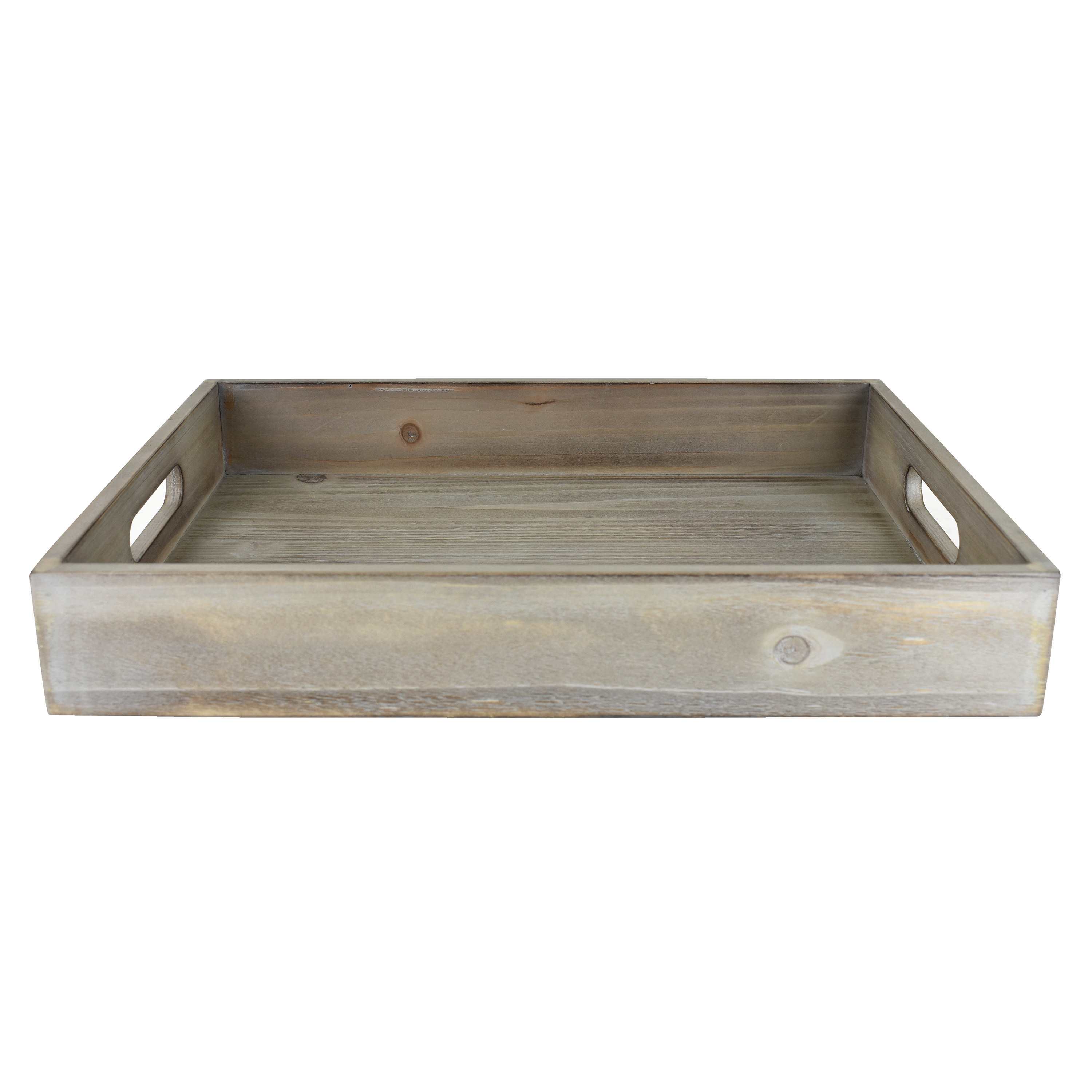 Mainstays Tabletop Rectangle 16" x 12" x 2.5" Wooden Tray, Gray Wash - image 3 of 4