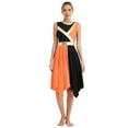 thumbnail image 3 of Doomiva Liturgical Dance Dresses for Women Color Block Praise Dance Dress Asymmetrical Worship Tunic Black&Orange XXL, 3 of 7