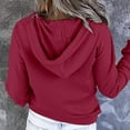 thumbnail image 4 of Womens 2026 Hooded Button Collar Drawstring Hoodies Pullover Sweatshirts Casual Long Sleeve Tops Loose Shirts, 4 of 6