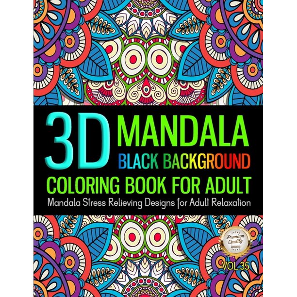 Download Creative Haven Coloring Books 3d Mandala Coloring Book For Adult Black Background Stress Relieving Design For