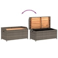 thumbnail image 5 of vidaXL Storage Bench Grey 100x50x52 cm Poly Rattan and Acacia Wood, 5 of 5
