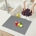 thumbnail image 3 of Silicone Dish Drying Mat for Kitchen Counter, Easy Clean Waterproof Kitchen Mat, Concave and Convex Design Silicone Mat Gray 16.7*13.0 inch, 3 of 6