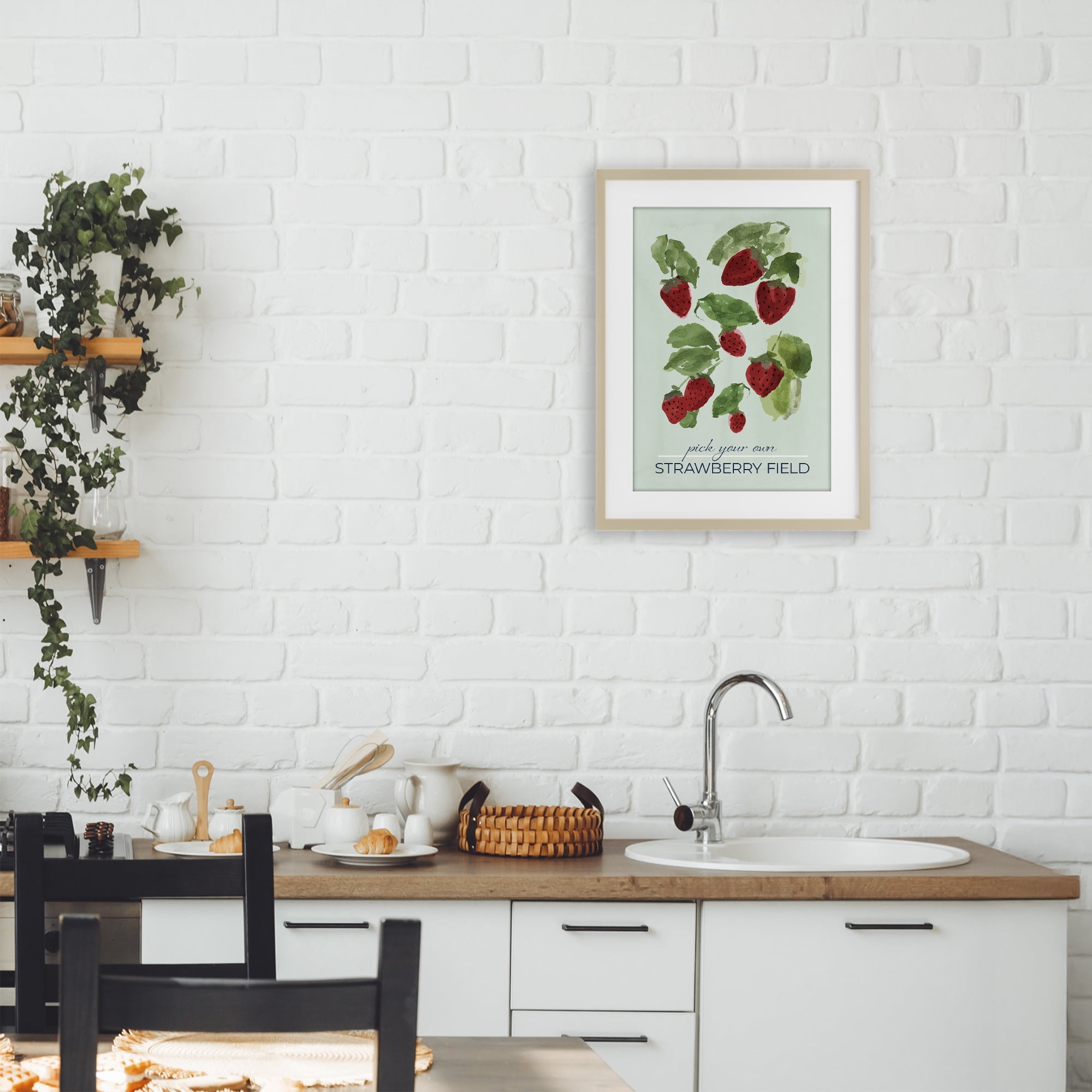 Stupell Industries Strawberry Field Pick Your Own Birch Framed Print Under Glass, design by Lucille Price