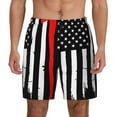 thumbnail image 2 of Picia Firefighters USA Flag pattern Mens Swim Trunks with Compression Liner Stretch Beach Shorts Quick Dry with Zipper Pockets No-Chafing Board Shorts-Small, 2 of 9