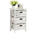 thumbnail image 1 of Gymax Chest w/3 Fabric Drawers Vintage Wood Frame End Table Side Sofa Table Nightstand, 1 of 10
