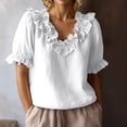 thumbnail image 2 of Yuhangmm Womens T Shirts, Fashion Casual Ruffled Collar Blouse Shirt Top Tunic Tee Lightweight Comfortable Casual Women Summer White XXL, 2 of 4