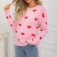 thumbnail image 4 of Lenpel Sweaters for Women Trendy Crew Neck Long Sleeve Heart Printed Knitted Pullover Tops Casual Graphic Sweaters(Pink,X-Large), 4 of 7