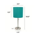 thumbnail image 2 of Homestock Lakeside Living 19.5" Bedside Power Outlet Base Standard Metal Table Desk Lamp With Drum Fabric Shade For Decor, Bedroom, End Table, Living Room, Dorm, Office-Color:Teal and Brushed Steel,Si, 2 of 9