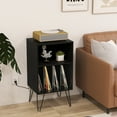 thumbnail image 2 of Costway 3-Tier Record Player Stand with Charging Station Shelf & 4 Dividers for Bedroom Black, 2 of 10