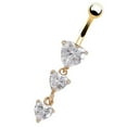 thumbnail image 2 of AYYUFE 3PCS Body Piercing Gold Navel Rings 3 Heart Crystal Clear Dangle Belly Button Rings, 2 of 5
