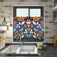 thumbnail image 4 of Yayeee Kitchen Curtains Light Filtering 27"x36" Rod Pocket Short Cafe Window Panel, Art Flowers, 4 of 7
