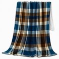 thumbnail image 2 of Blue Tartan Plaid Pattern, Festive Holiday Scene, Warm Flannel Blanket for Living Room and Family Room with Detailed Artwork, Art Lovers Thanksgiving Gift, Festive Home Decor, 2 of 9