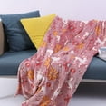 thumbnail image 3 of Glow in The Dark Blanket,Christmas Snowflake Elk Pattern Flannel Fleece Blanket,Soft Plush Blanket for Kids 39.37x59in Pink, 3 of 8