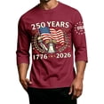 thumbnail image 3 of GrmtClth Men's American Flag Shirt Patriotic Fourth Of July Tops Classic 3/4 Sleeve T-Shirt Fashion Soft Round Neck Clothes Wine S, 3 of 5